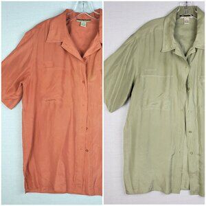 Vintage New York Studio Silk Bundle 2 Shirts Button-Up Blouse Top size L Casual